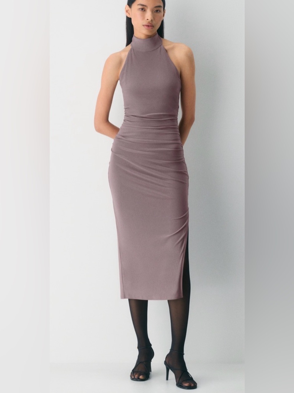 Aritzia Wilfred smooth matter remedy dress taupe 2XS
